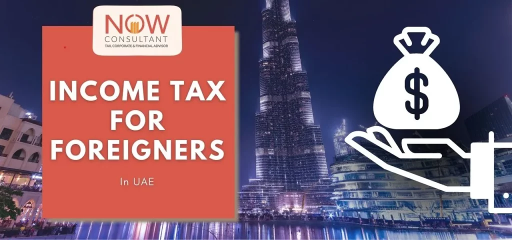 Showing Income Tax as text with dubai background